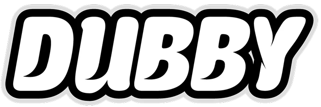 Dubby logo with bold white letters.